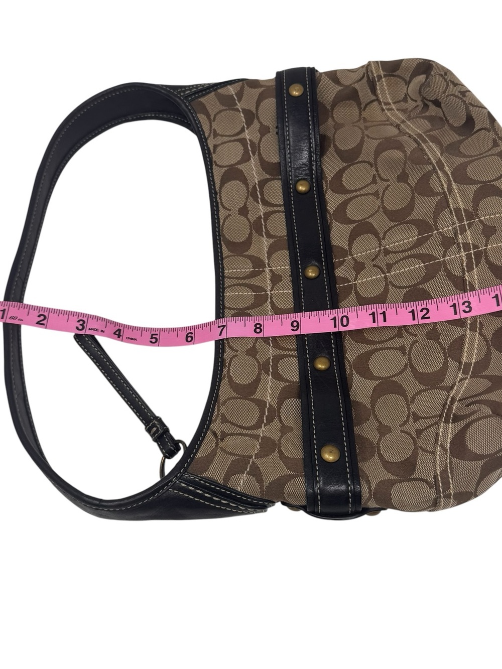 Vintage Coach Signature Brown Black Shoulder Monogrammed Ergo Hobo Bag Y2K - Picture 5 of 5